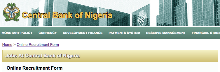 Central Bank of Nigeria Recruitment 2020