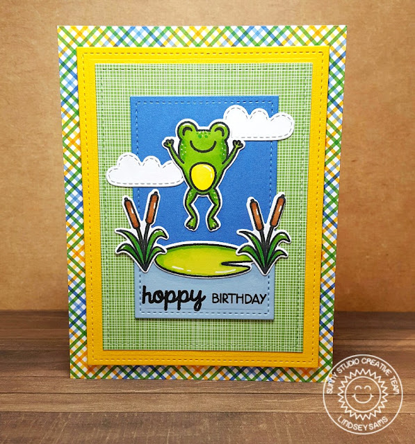 Sunny Studio: Froggy Friends Hoppy Birthday Card with Lindsey