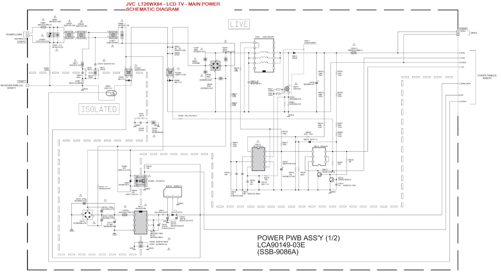 Electro help: JVC LT-26WX84 - LCD TV - MAIN POWER SUPPLY SCHEMATIC DIAGRAM