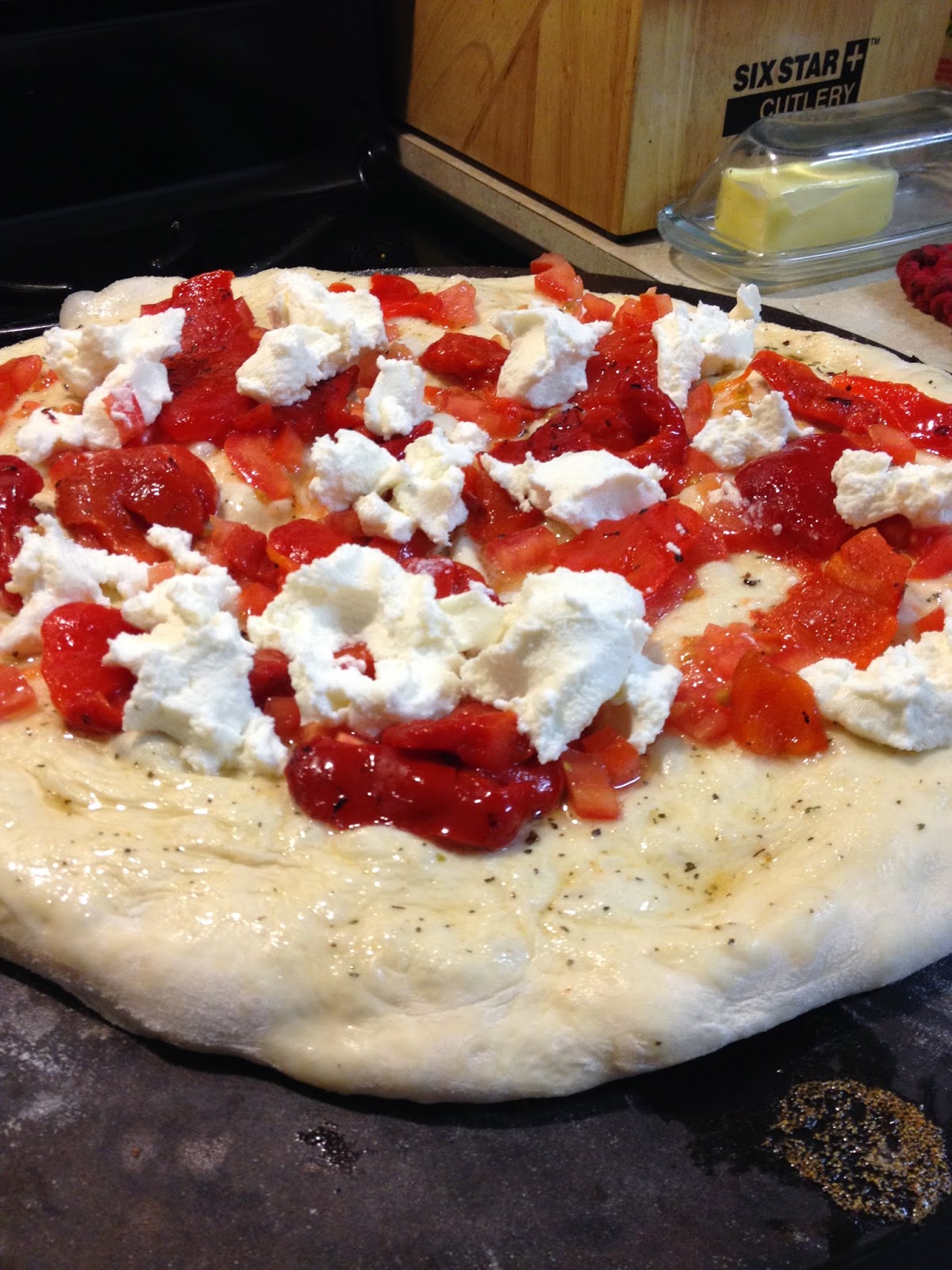 Chorizo & Roasted Red Pepper, Four Cheese Ricotta Pizza