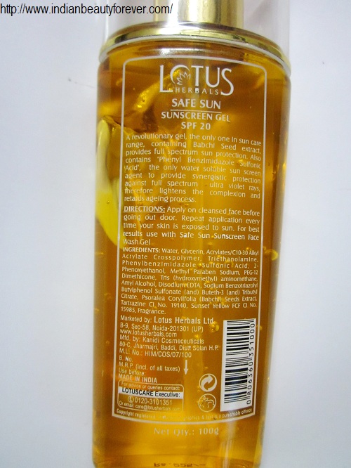 lotus sun sunscreen gel