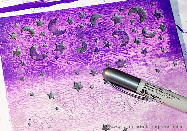 Layers of ink - Christmas Joy Mixed-Media Panel, with Tim Holtz Ranger Silver Distress Crayon