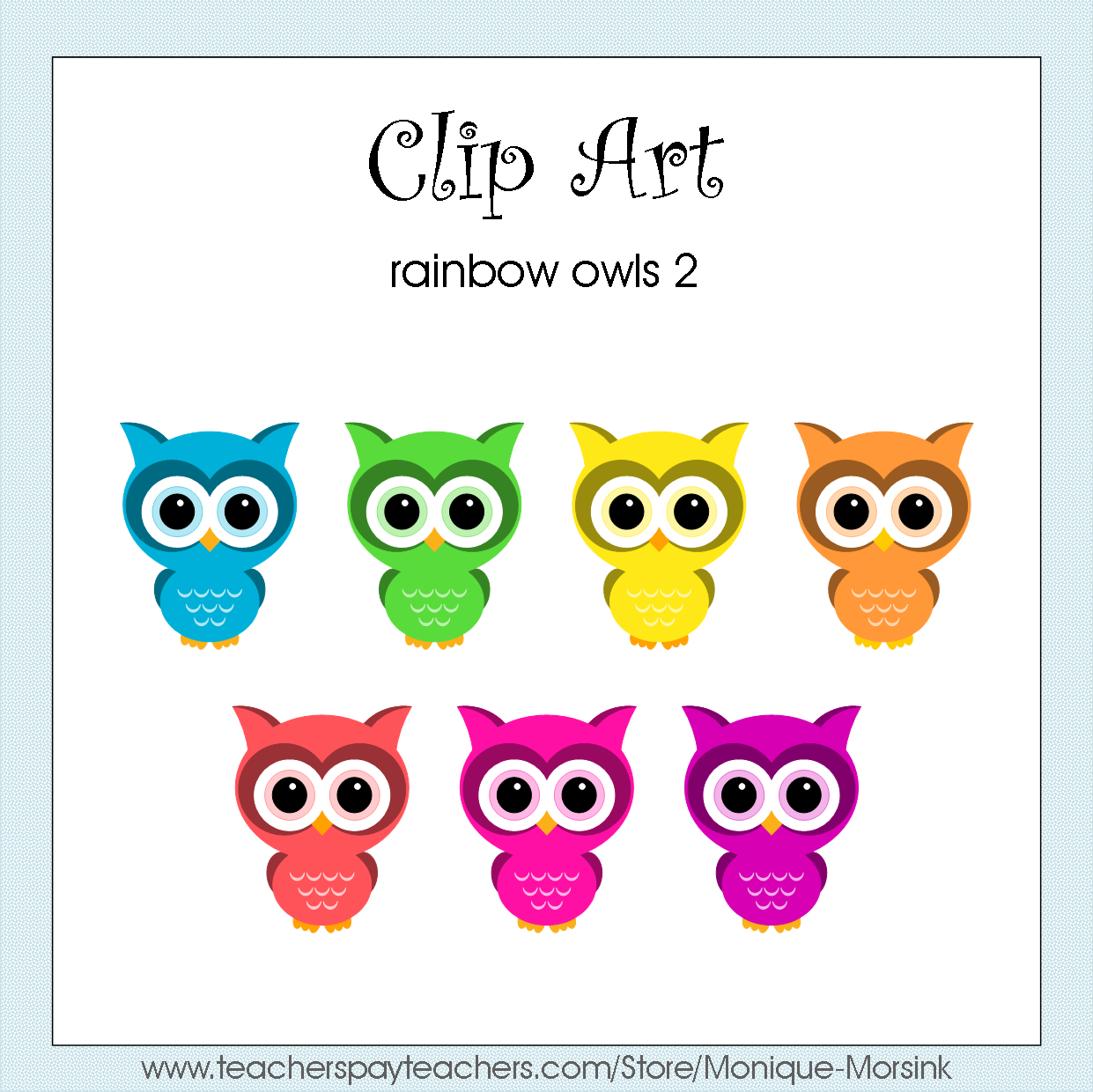 Colorful Tangrams Rainbow Owls Clip Art