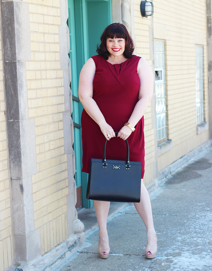 Plus Size Blogger Amber from Style Plus Curves in a plus size dress, Gwynnie Bee subscription, Adrianna Papell Red Origami Sheath Dress, #GIRLBOSS Plus Size Blogger Amber from Style Plus Curves in a plus size dress, Gwynnie Bee subscription, Adrianna Papell Red Origami Sheath Dress, #GIRLBOSS
