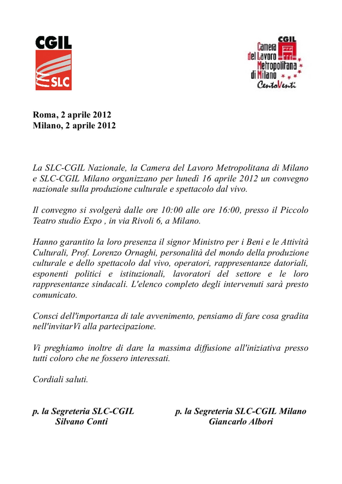 LavoratoriScalaCGIL Convegno Camera del Lavoro Metropolitana di Milano