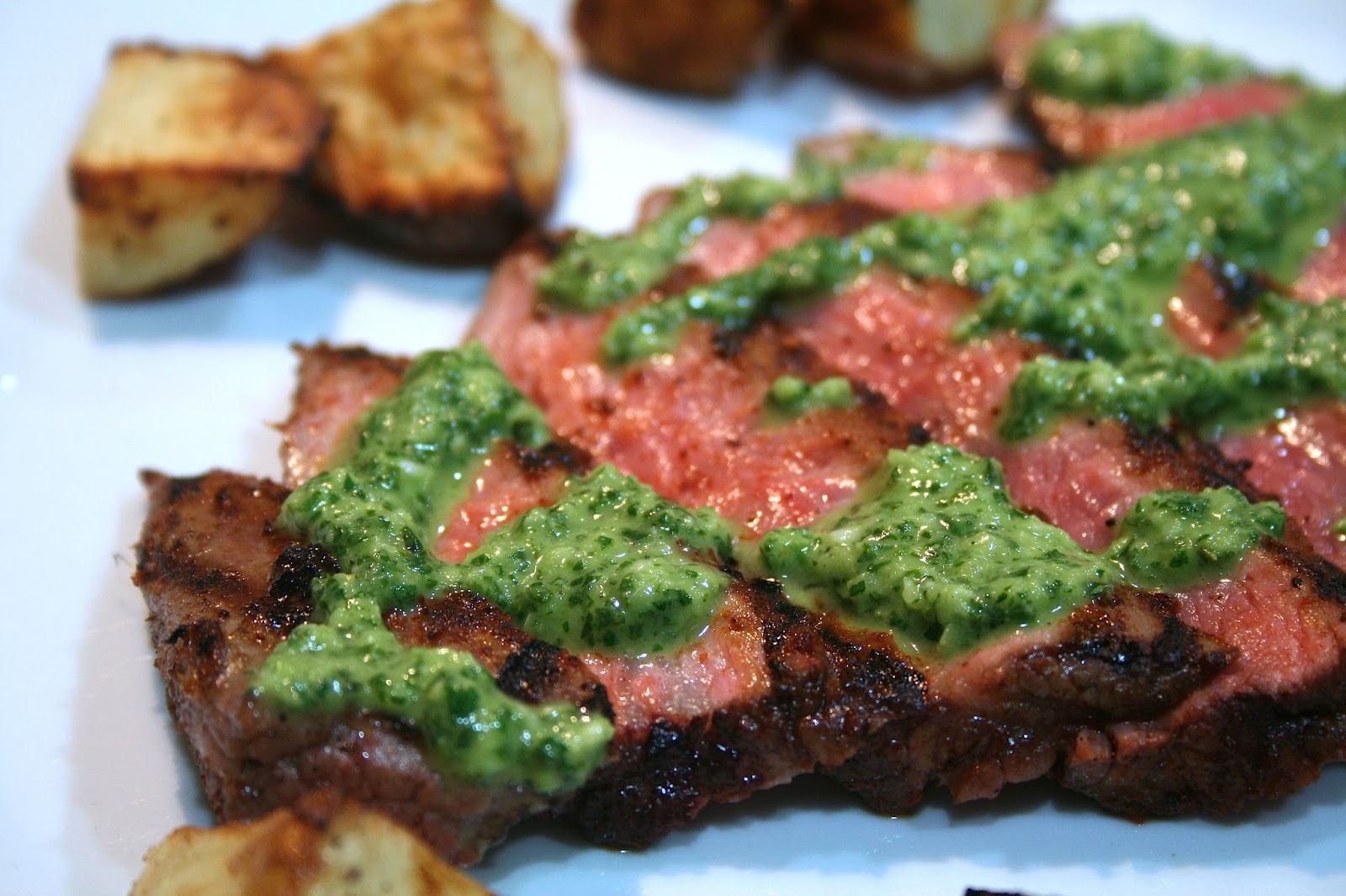 Oregon Transplant Ancho Chile Grilled Flank Steak with Chimichurri