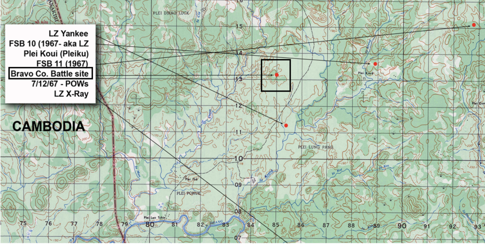 a summary of that battle can be found at this link the bravo co battle site is shown in the annotated portion of map section 6536 iii below a summary of that battle can be found at this link the bravo co battle site is shown in the annotated portion of map section 6536 iii below