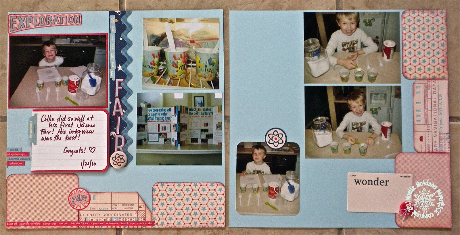 paper & ICE Science Fair Scrapbook pages