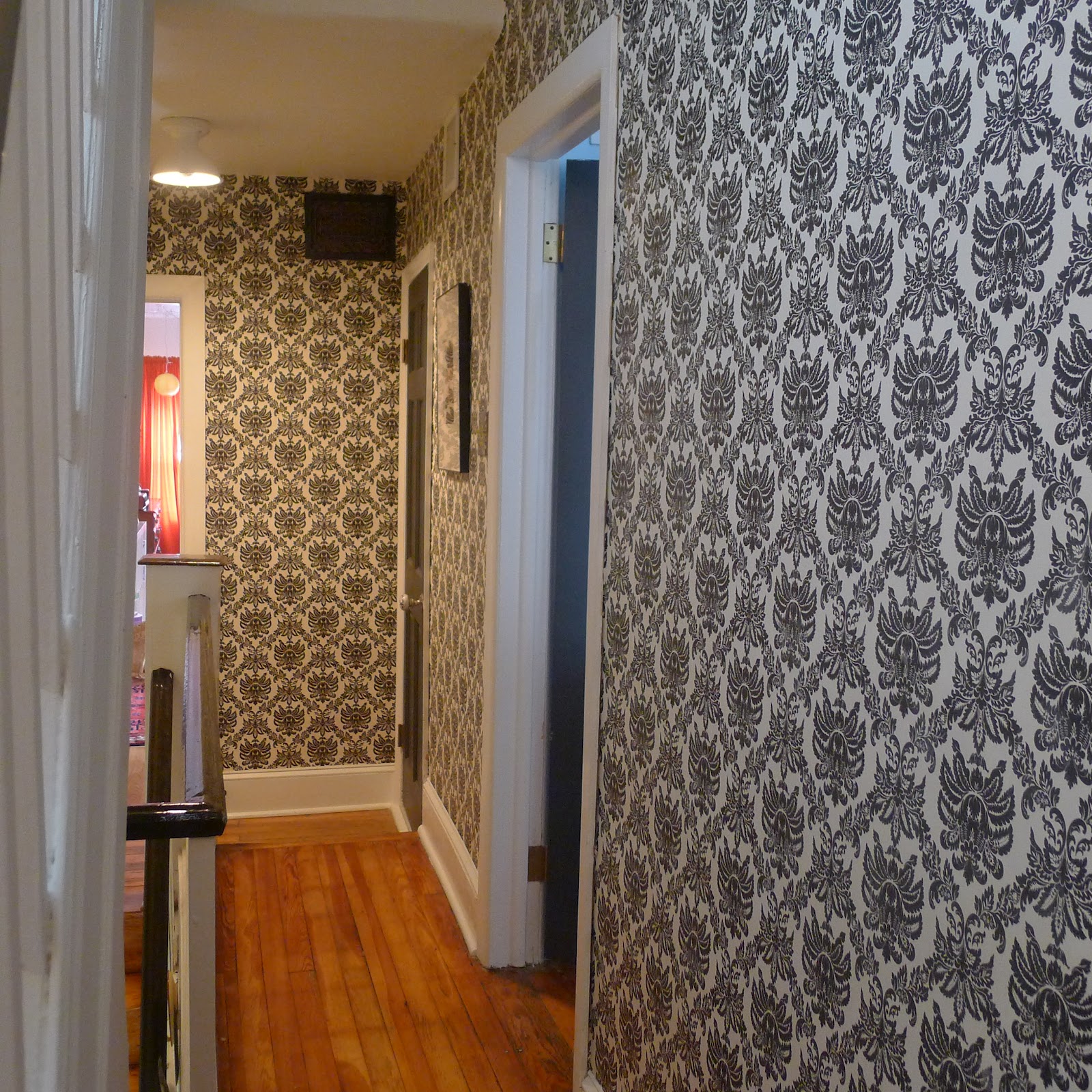 south philly renovation: Wallpaper in the Hallway.