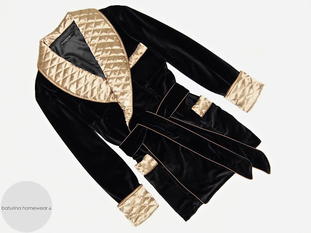 mens velvet robe smoking jacket quilted silk dressing gown black gold