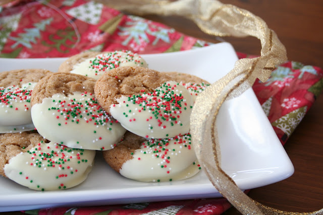 White Chocolate Dipped Molasses Spice Cookies from All Day I Dream About Food on @katrinaskitchen