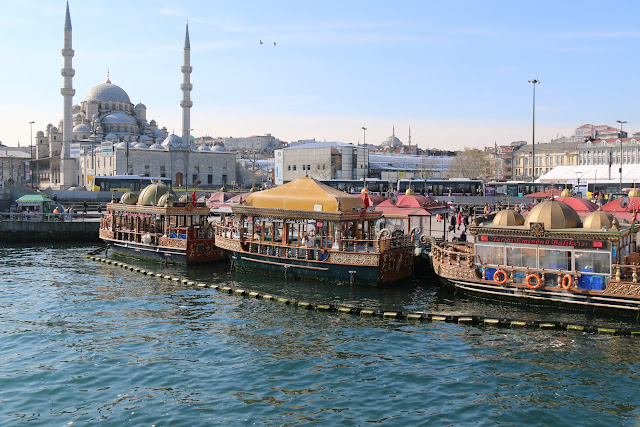 Leaving Galata Bridge for the Bosphorus tour cruise at Istanbul, Turkey Leaving Galata Bridge for the Bosphorus tour cruise at Istanbul, Turkey