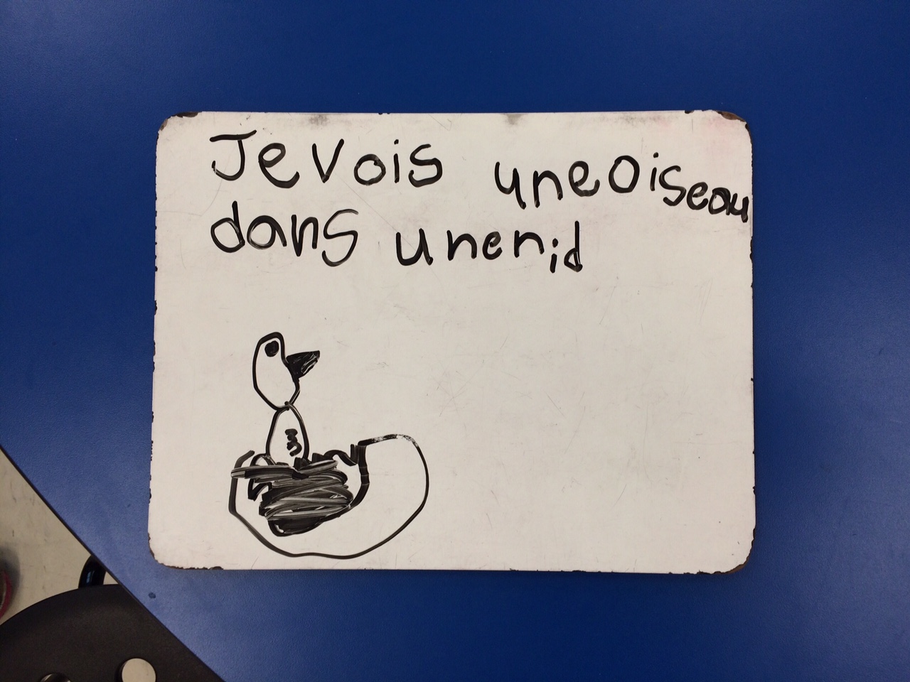 Writing on whiteboards and talking about accents Primary French