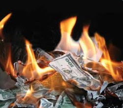 Pile of burning cash