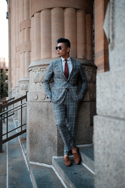 Leo Chan wearing Burgundy Tie for Fall Wedding Look | Asian Male Model and Blogger