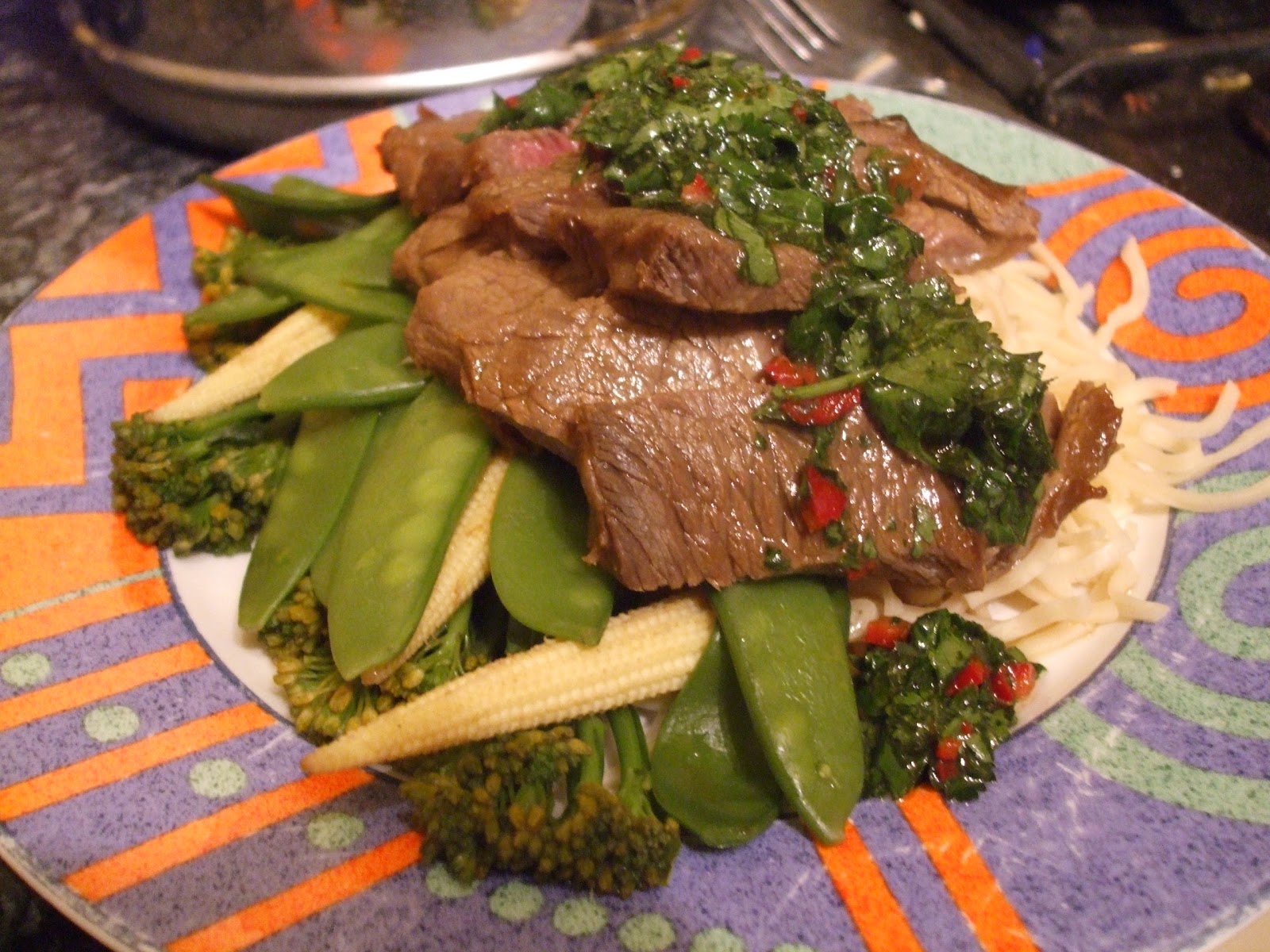 Lola and Finn's mum From the East Spicy Beef with Coriander Relish.