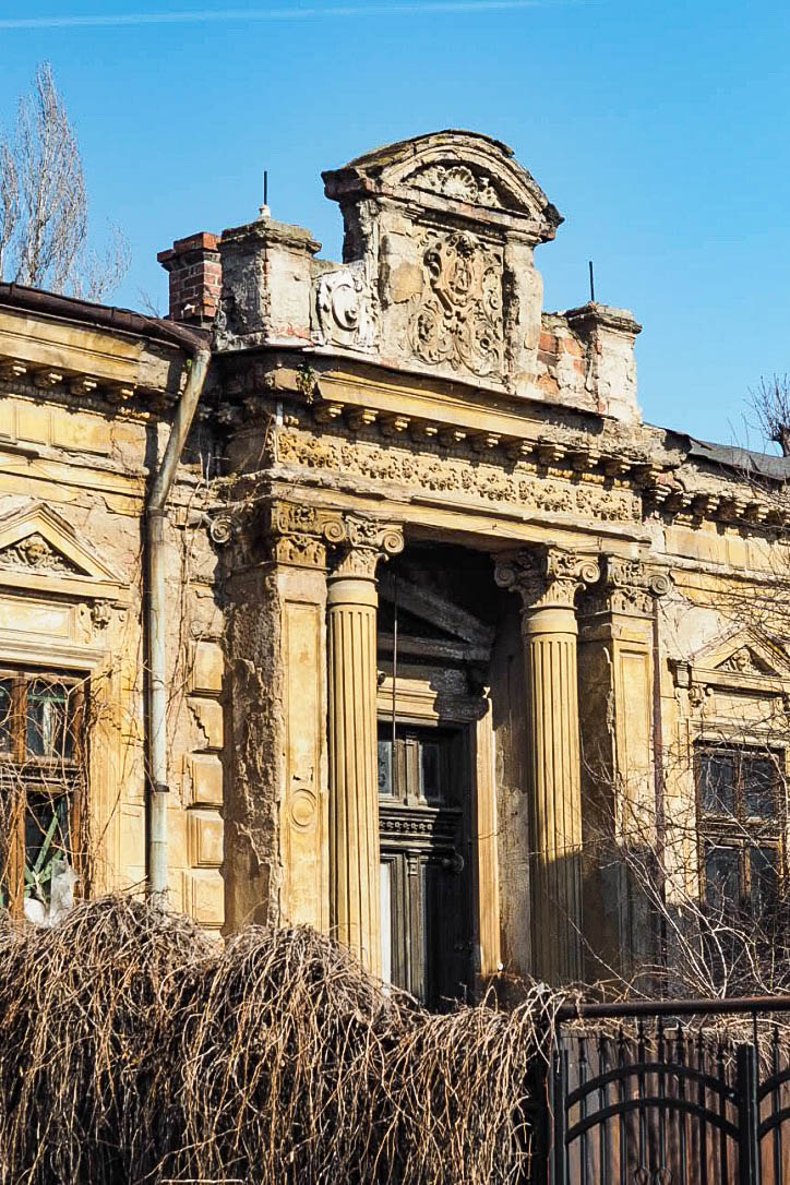 Crumbling buildings in Bucharest, Romania