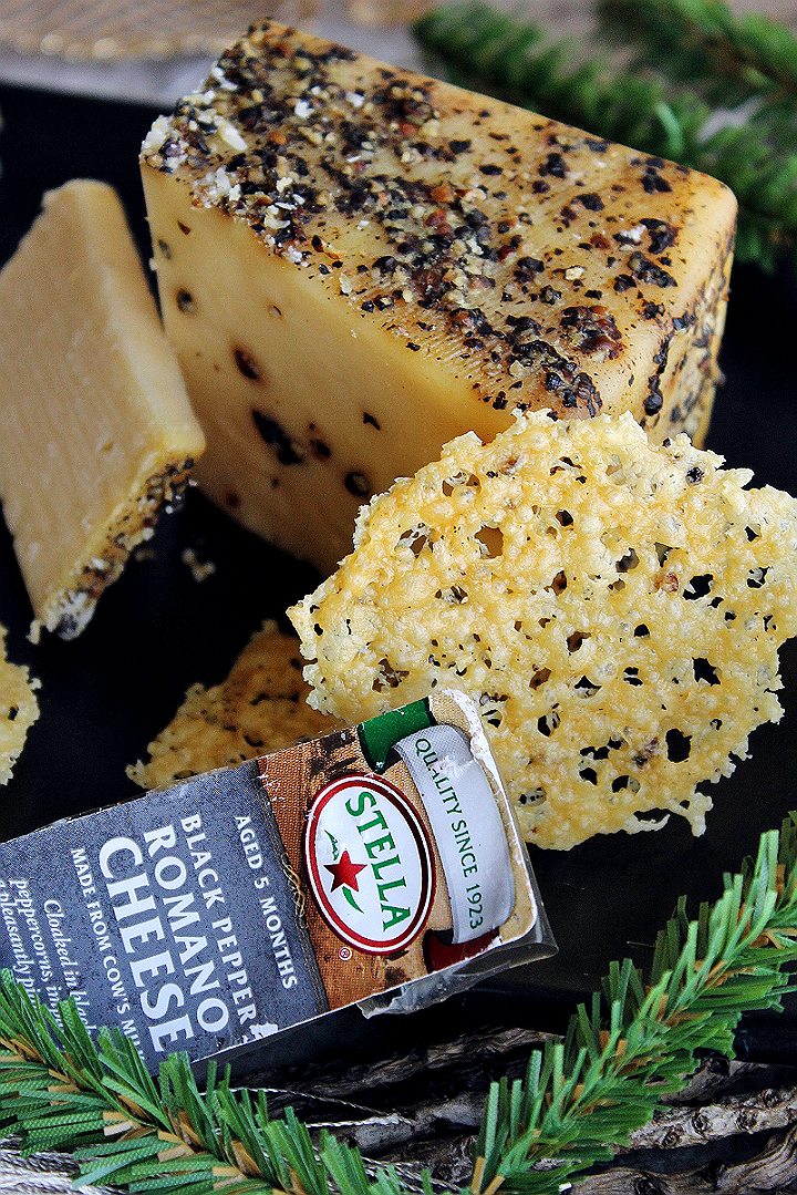 Easy 1-Ingredient Black Pepper Romano Baked Cheese Crisps to make any Holiday gathering a success! #EasyCheesy