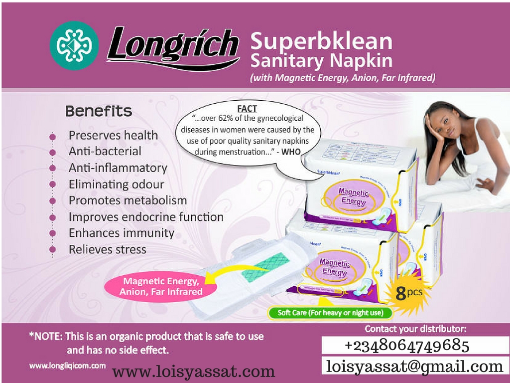 Lois Yassat BENEFITS OF ANION LONGRICH SUPERBKLEAN SANITARY PAD