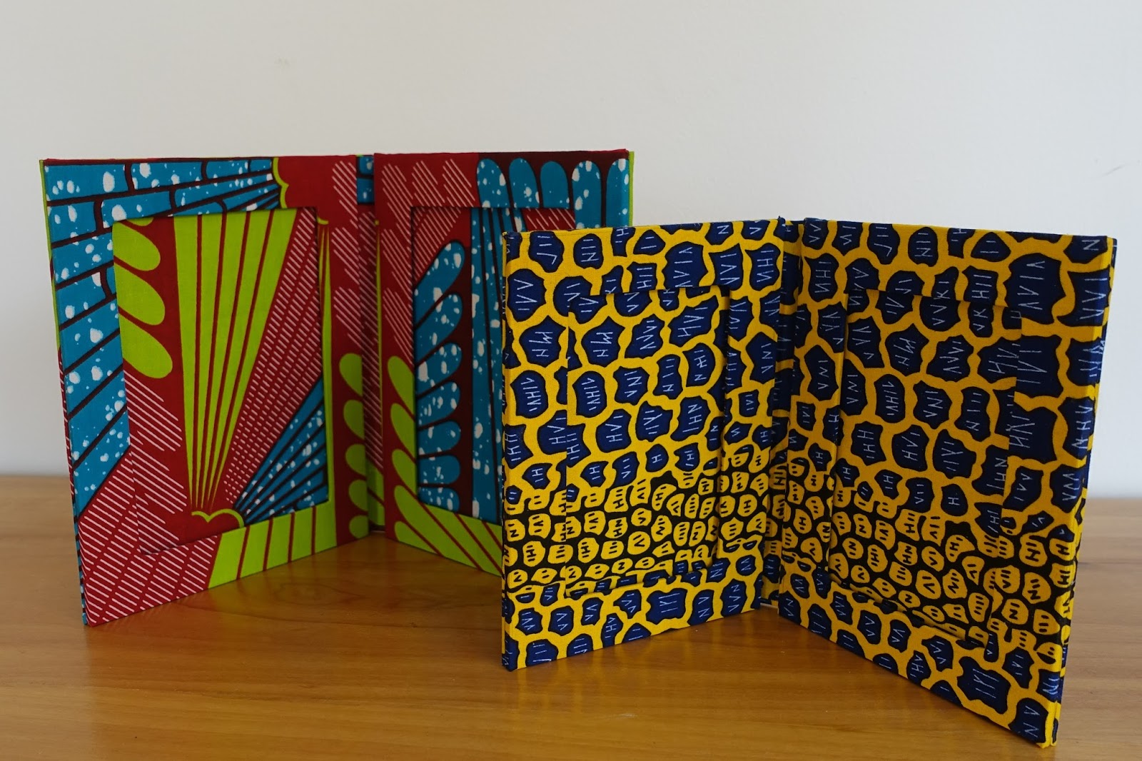 Quilts and Boxes Picture frames with African fabric