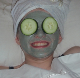 facial mask with cucumbers