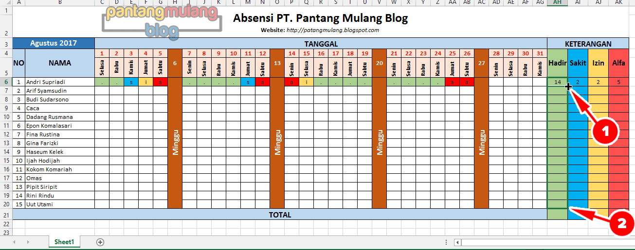Dapodik Lamtim Cara Praktis Membuat Absensi Otomatis Di Microsoft Excel<script async src=