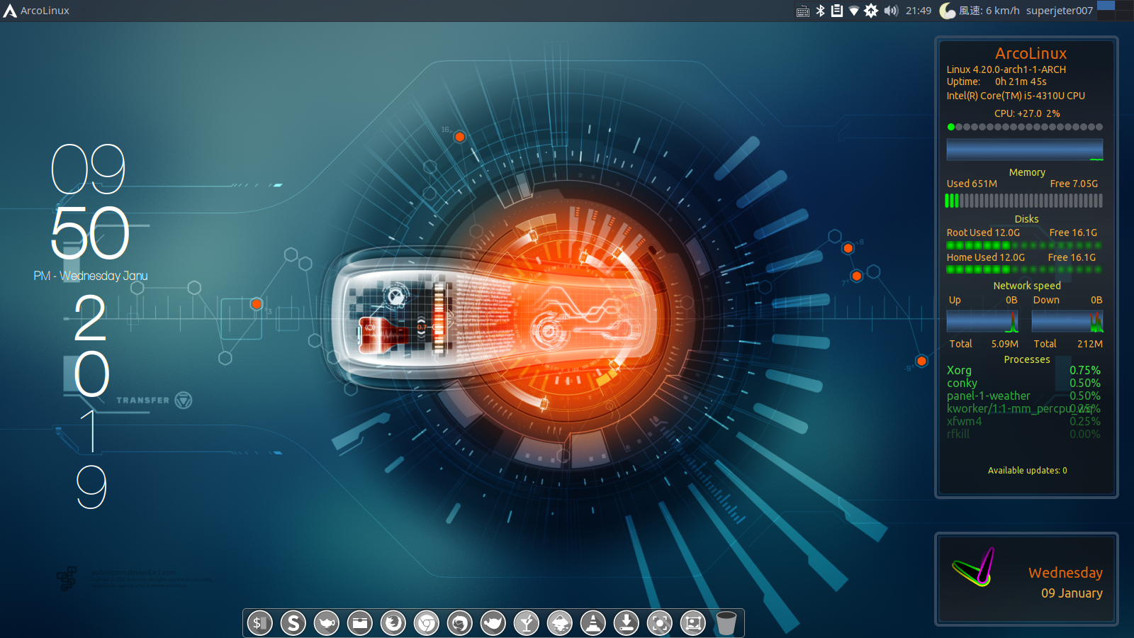 Arcolinux 18 12 7 Archベースで筆者お気に入り 高機能xfce4デスクトップ環境