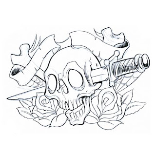 Dagger and Skull Tattoo Design