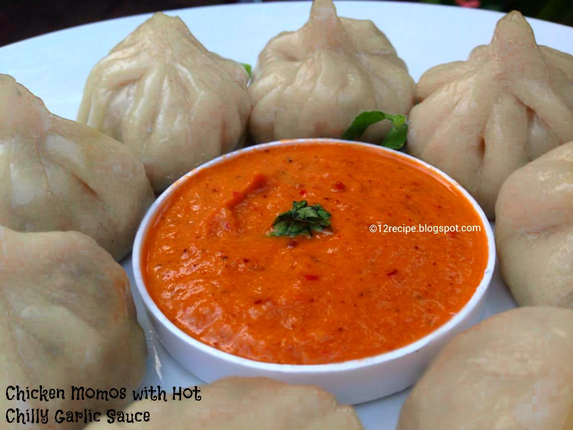 Chicken Momos with Hot Chilly Garlic Sauce Recipe Book