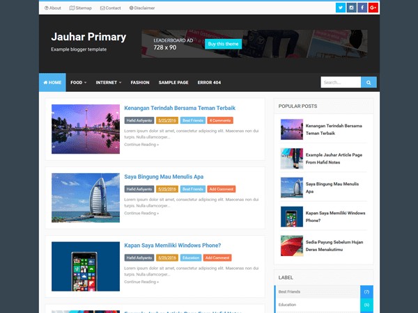 Jauhar Primary Responsive Blogger Templates Jauhar Primary Responsive Blogger Templates