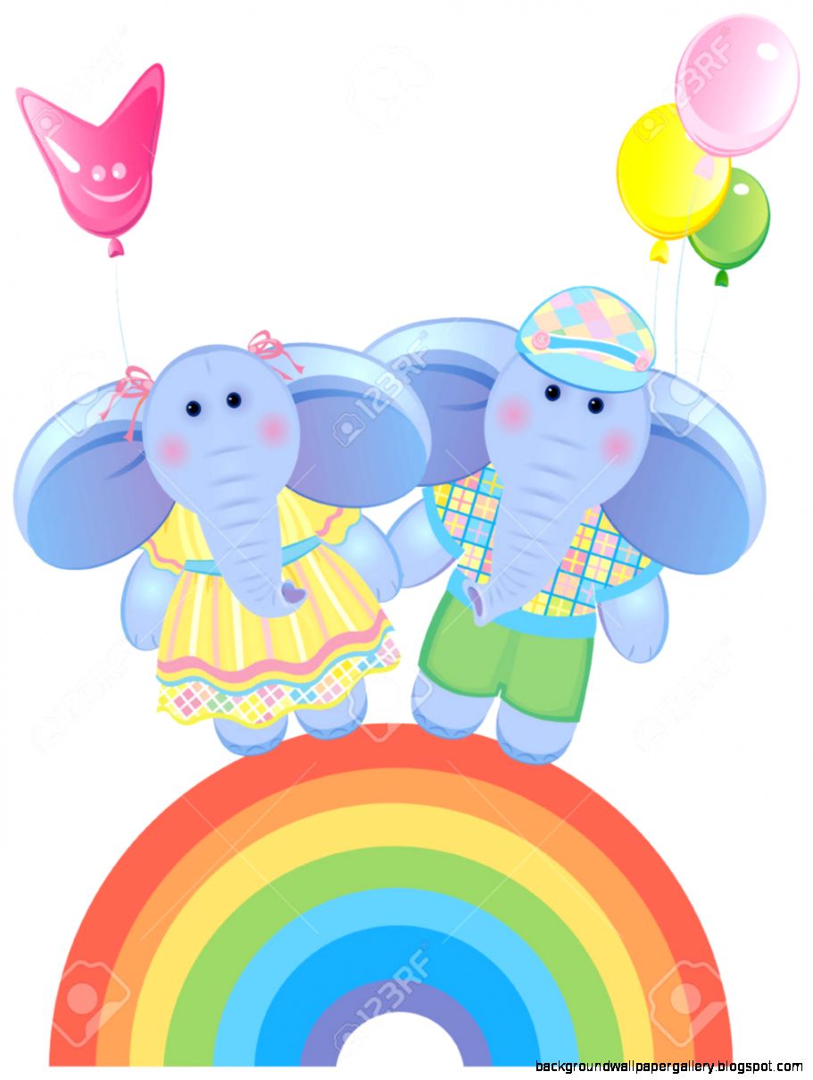 Cute Elephant Rainbow Vector Wallpaper