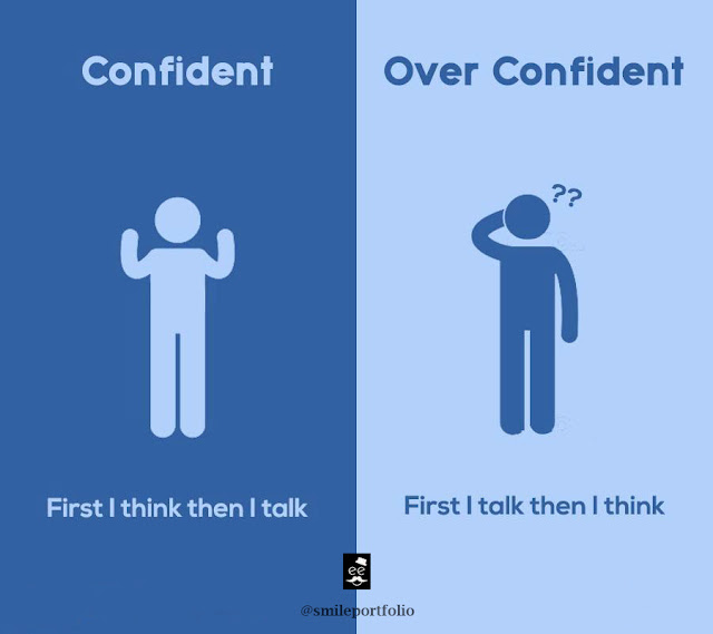 confident people versus overconfident people, think before talk