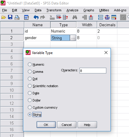 input data in spss