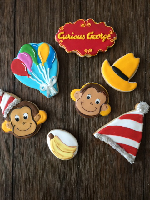 Monkey Cookies,Curious George party,Curious George decorated cookies,Curious George cookies,curious  George cookie decorating ideas,Monkey's face cookies,cookie decorating blogs,birthday,