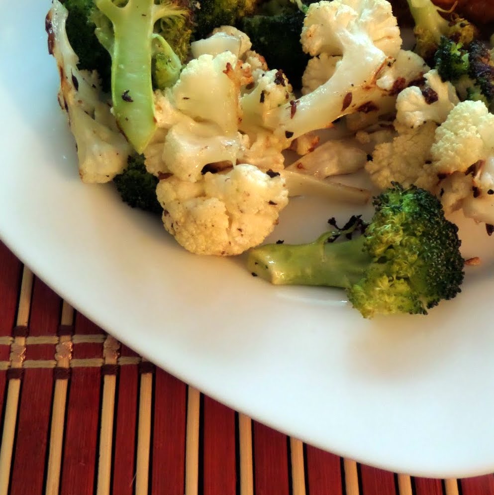 Cumined Cauliflower and Broccoli: A simple vegetable side dish of roasted cauliflower and broccoli with cumin seeds.