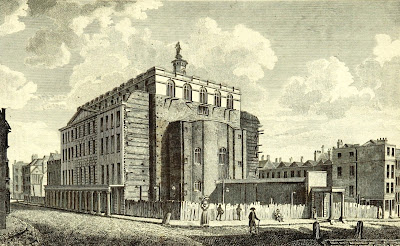 Drury Lane Theatre burnt down in 1809  from The Beauties of England and Wales by EW Brayley et al (1810)