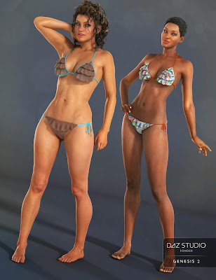 Mapilegis Triangle bikini para sa Genesis 2 Babae (s) - 3D Models Art Zone