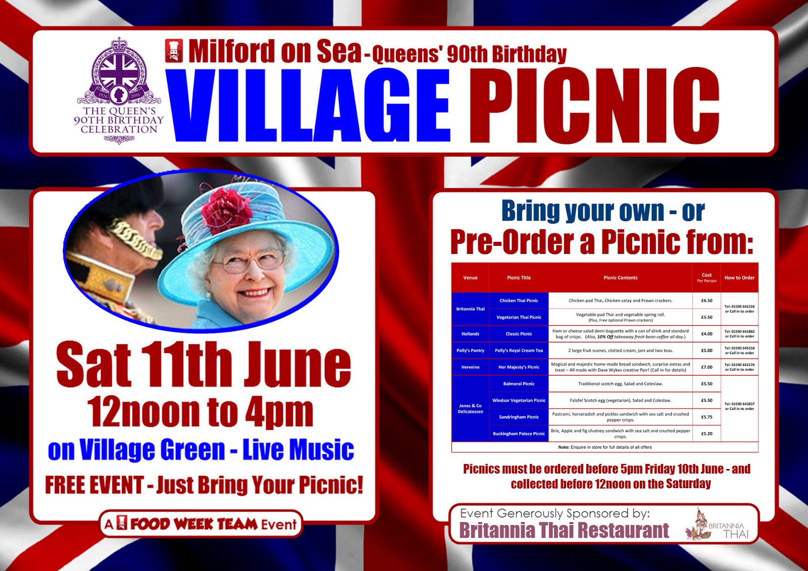 Enjoy Milford on Sea Picnics for the Queen's Birthday Village Picnic