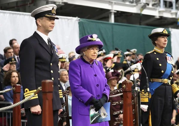 Queen Elizabeth and Princess Anne attended the commissioning ceremony of the aircraft carrier HMS Queen