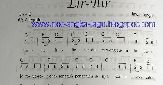 Not Angka Lagu Daerah Lir Ilir