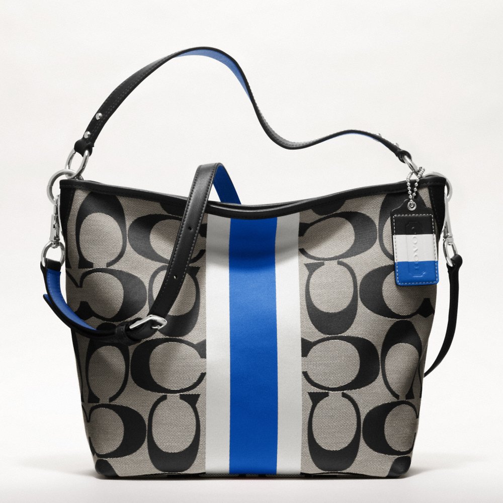 don't we just love Coach! Coach Hamptons Weekend Sig Stripe Shoulder Bag
