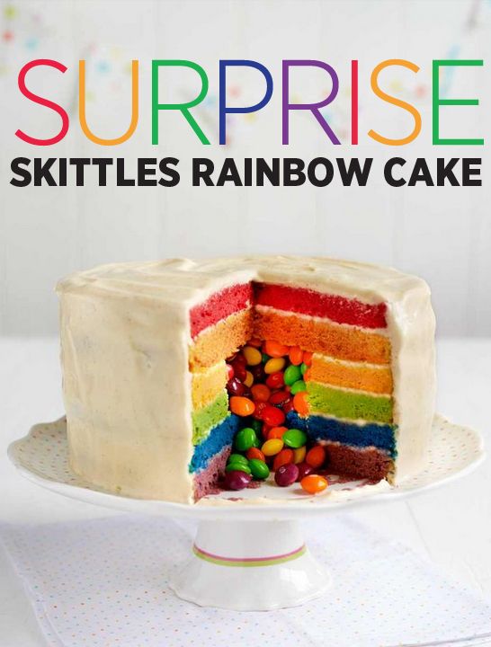 Surprise Skittles rainbow cake Delicious Recipe Mama