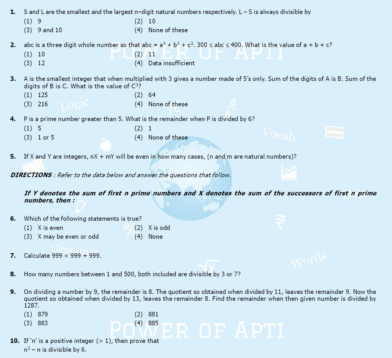 Maths, Power of Apti, Aptitude Building, CSAT, CAT, XAT, Bank PO, SSC CGL. RBI, CAPF, Aptitude Tests, Clerical http://civils.pteducation.com/p/powerofapti-lesson8.html