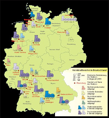 Map of Nuclear Power Plants in Germany