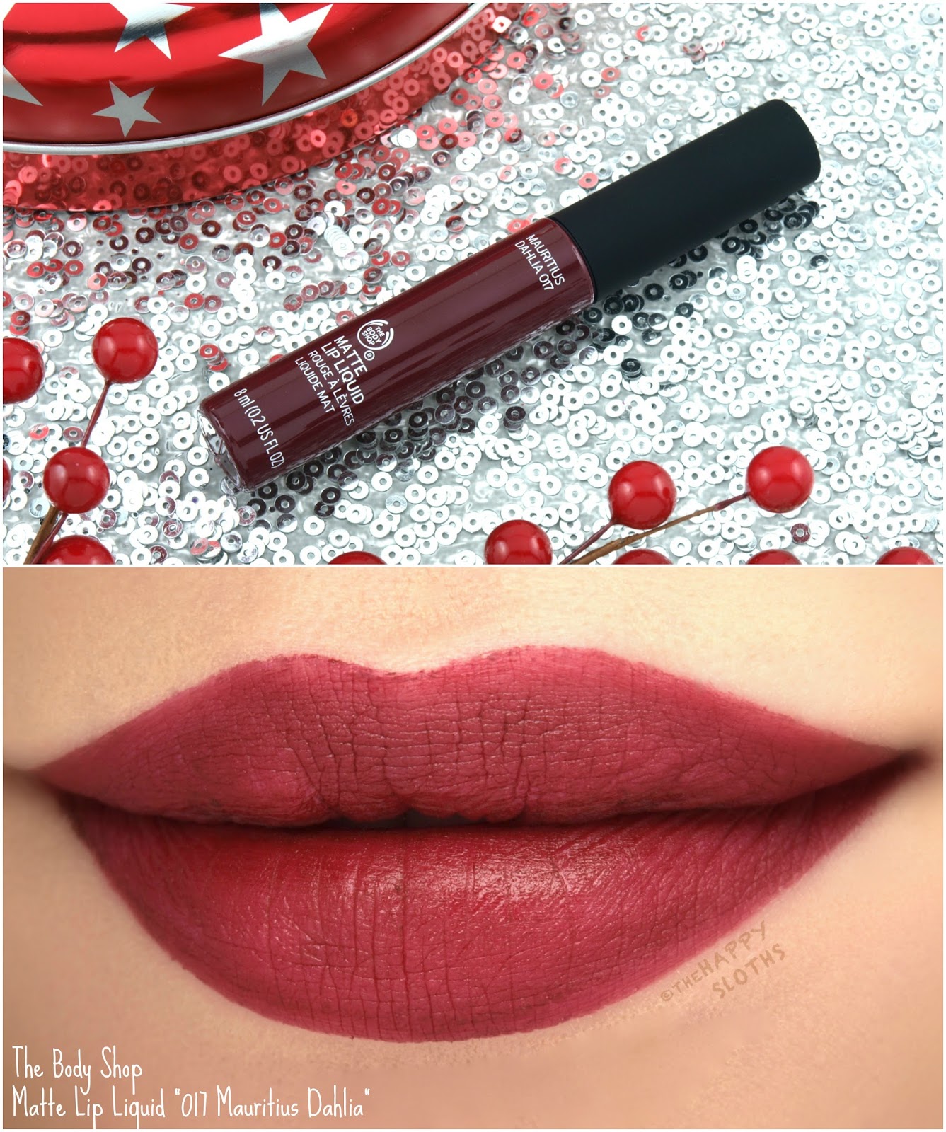 The Body Shop Matte Lip Liquid in "017 Mauritius Dahlia": Review and Swatches