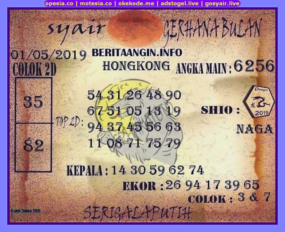 Kode syair hk Rabu 1 Mei 2019 GOsyair SEDIA KODE SYAIR