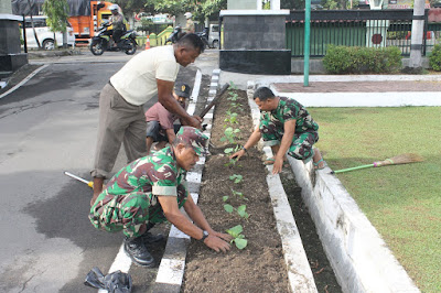 KODIM SRAGEN MANFAATKAN TANAH KOSONG DITANAMI TERONG