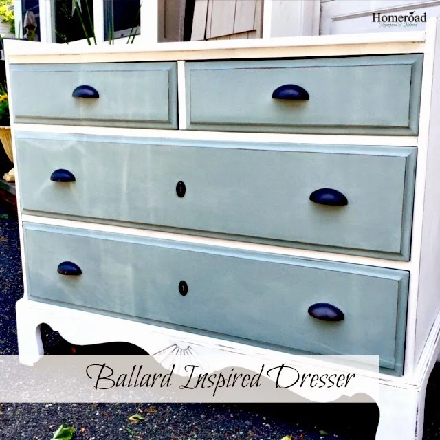 A Ballard Inspired Two Toned Dresser Makeover www.homeroad.net