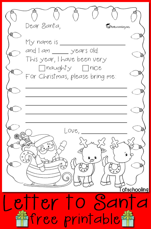 Free Letter To Santa Printable Totschooling Toddler Preschool 