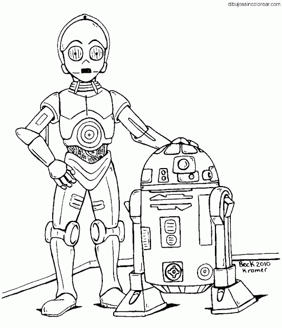 Dibujos Sin Colorear: Dibujos de R2D2 (Arturito) y C3PO (Citripio